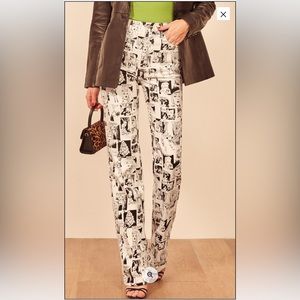 Newspaper Print Reformation Jeans